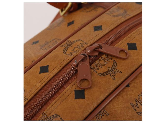 Borsa MCM Logogram Vicetos Mini Boston Bag PVC Leather 2way Brown Gold Auth 196266A Marrone D'oro - vista 20