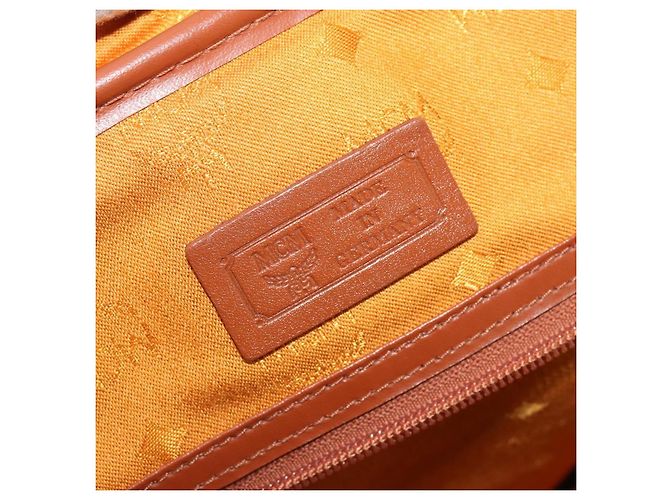 Borsa MCM Logogram Vicetos Mini Boston Bag PVC Leather 2way Brown Gold Auth 196266A Marrone D'oro - vista 23