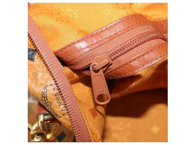 Borsa MCM Logogram Vicetos Mini Boston Bag PVC Leather 2way Brown Gold Auth 196266A Marrone D'oro - vista 24