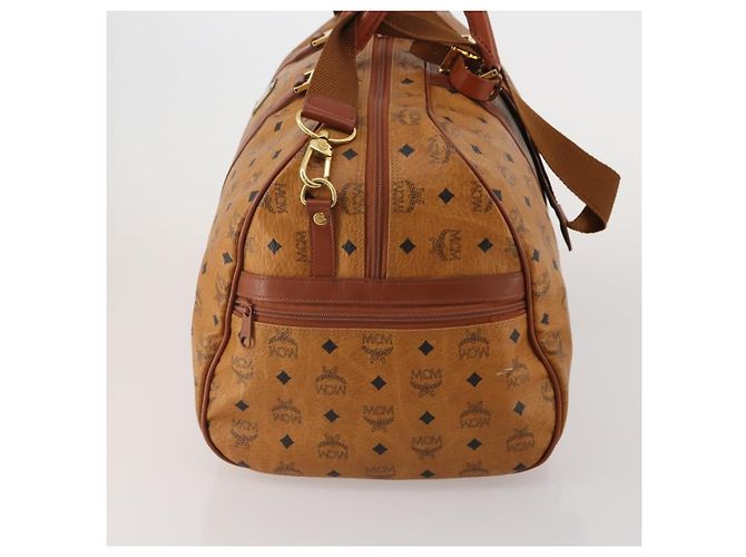 Borsa MCM Logogram Vicetos Mini Boston Bag PVC Leather 2way Brown Gold Auth 196266A Marrone D'oro - vista 3