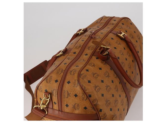 Borsa MCM Logogram Vicetos Mini Boston Bag PVC Leather 2way Brown Gold Auth 196266A Marrone D'oro - vista 6