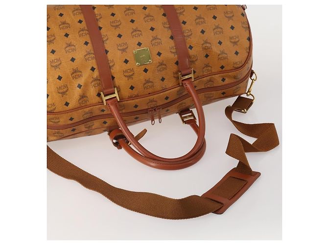 Borsa MCM Logogram Vicetos Mini Boston Bag PVC Leather 2way Brown Gold Auth 196266A Marrone D'oro - vista 7