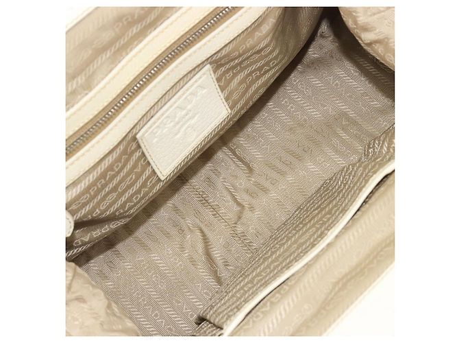 Borsa a Mano PRADA Paglia Beige Argento Auth 197502A - vista 10