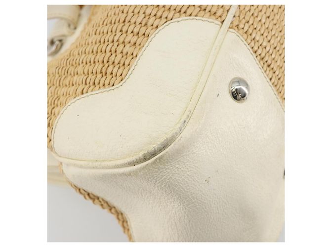 Borsa a Mano PRADA Paglia Beige Argento Auth 197502A - vista 15