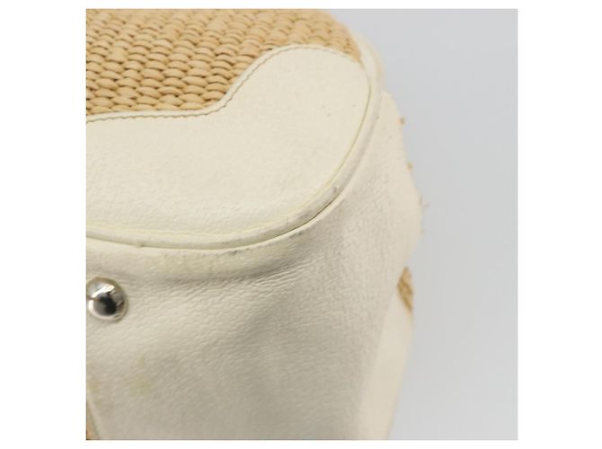 Borsa a Mano PRADA Paglia Beige Argento Auth 197502A - vista 16