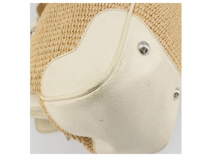 Borsa a Mano PRADA Paglia Beige Argento Auth 197502A - vista 17