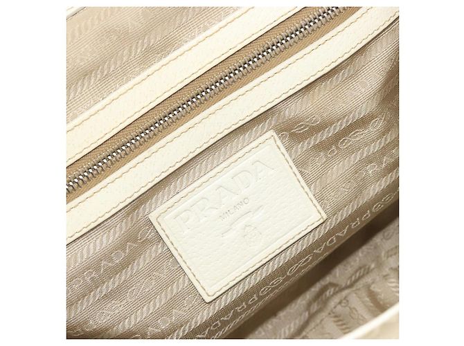Borsa a Mano PRADA Paglia Beige Argento Auth 197502A - vista 20