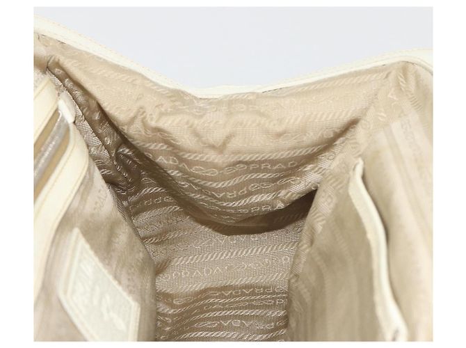 Borsa a Mano PRADA Paglia Beige Argento Auth 197502A - vista 21