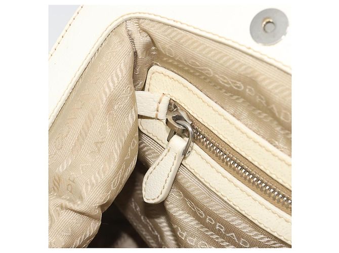 Borsa a Mano PRADA Paglia Beige Argento Auth 197502A - vista 23