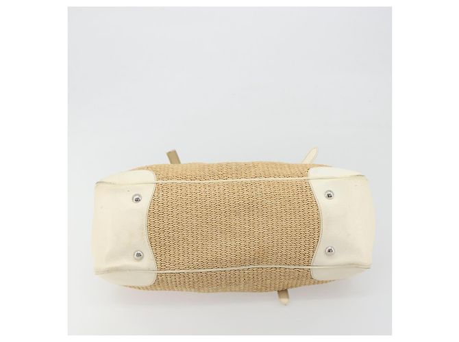 Borsa a Mano PRADA Paglia Beige Argento Auth 197502A - vista 5