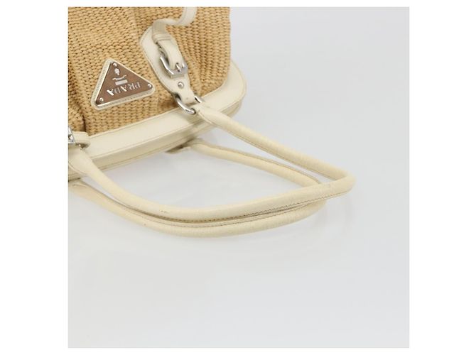 Borsa a Mano PRADA Paglia Beige Argento Auth 197502A - vista 7