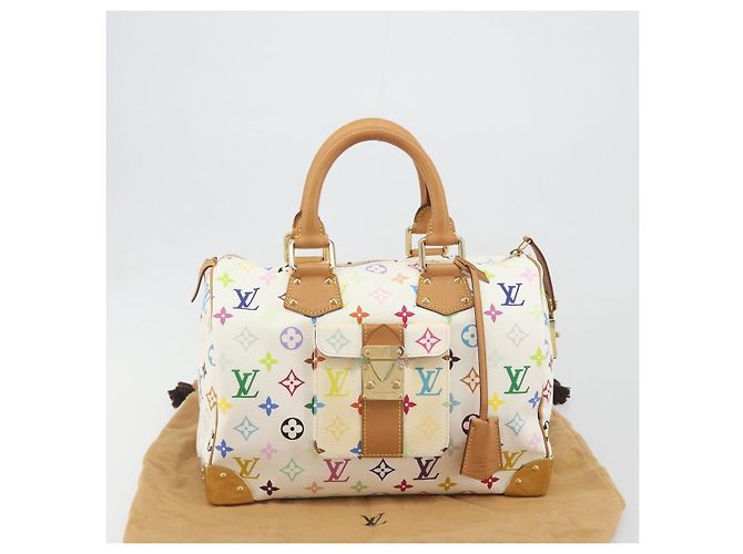 LOUIS VUITTON Monogram Multicolor Speedy 30 Handtasche White M92643 LV Auth BA14767V Weiß - Ansicht 12