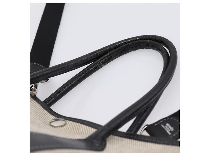 Hermès Borsa a mano HERMES Garden Party PM Canvas 2way Gray Silver Auth ka5795 Marrone Argento - vista 14