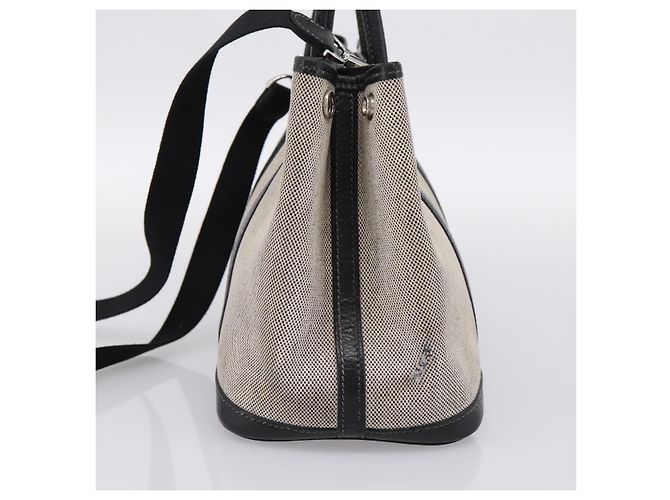 Hermès Borsa a mano HERMES Garden Party PM Canvas 2way Gray Silver Auth ka5795 Marrone Argento - vista 4
