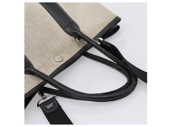 Hermès Borsa a mano HERMES Garden Party PM Canvas 2way Gray Silver Auth ka5795 Marrone Argento - vista 7