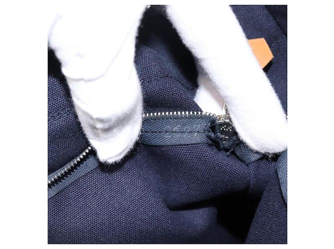 Hermès Borsa HERMES Fourre Tout MM in cotone blu navy argento Auth BA15062 - vista 11