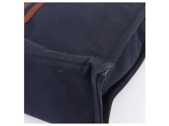 Hermès Borsa HERMES Fourre Tout MM in cotone blu navy argento Auth BA15062 - vista 15