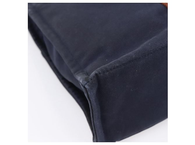 Hermès Borsa HERMES Fourre Tout MM in cotone blu navy argento Auth BA15062 - vista 16