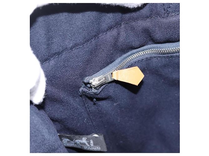 Hermès Borsa HERMES Fourre Tout MM in cotone blu navy argento Auth BA15062 - vista 19