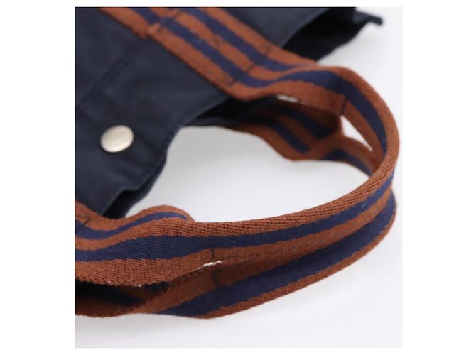 Hermès Borsa HERMES Fourre Tout MM in cotone blu navy argento Auth BA15062 - vista 7