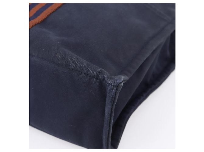 Hermès Borsa HERMES Fourre Tout MM in cotone blu navy argento Auth BA15062 - vista 9