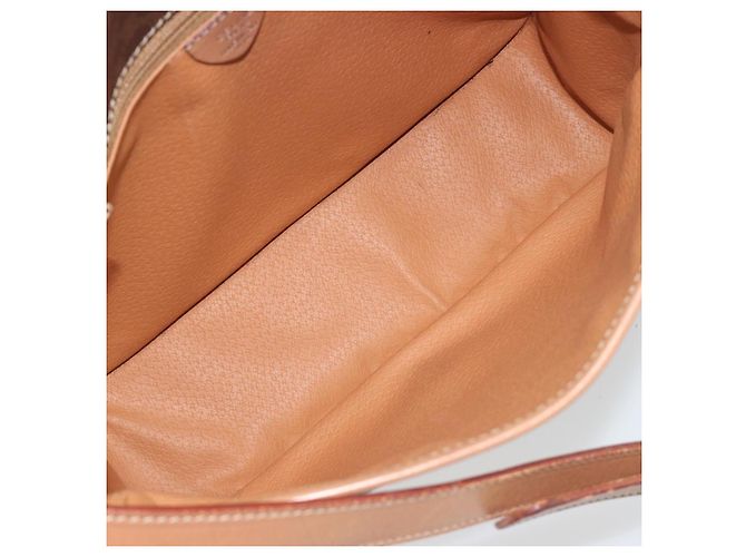 Céline Borsa a tracolla CELINE Macadam Canvas PVC Leather Brown Gold Auth 198300 Marrone D'oro - vista 10