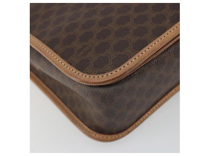 Céline Borsa a tracolla CELINE Macadam Canvas PVC Leather Brown Gold Auth 198300 Marrone D'oro - vista 16
