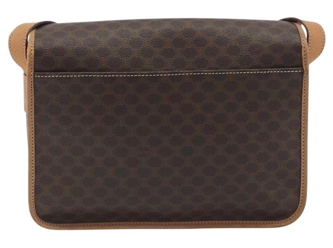 Céline Borsa a tracolla CELINE Macadam Canvas PVC Leather Brown Gold Auth 198300 Marrone D'oro - vista 2