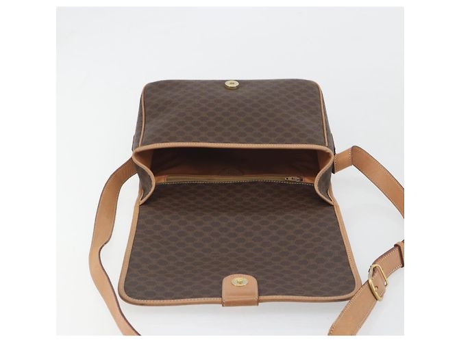 Céline Borsa a tracolla CELINE Macadam Canvas PVC Leather Brown Gold Auth 198300 Marrone D'oro - vista 20