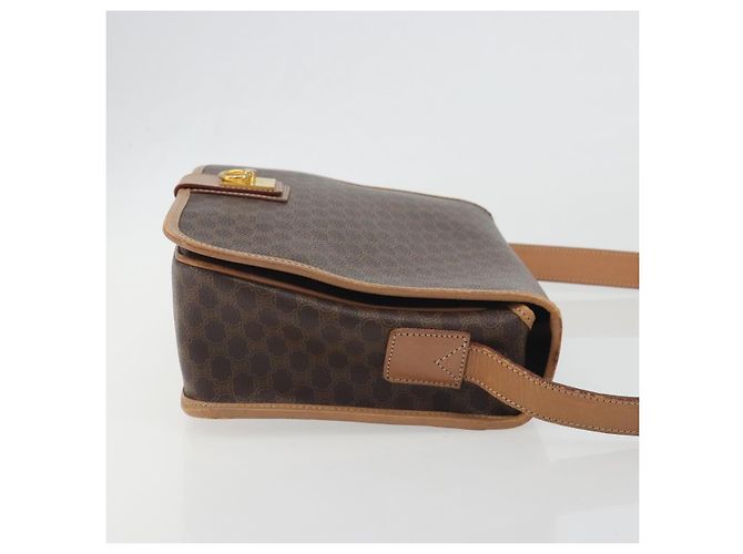 Céline Borsa a tracolla CELINE Macadam Canvas PVC Leather Brown Gold Auth 198300 Marrone D'oro - vista 3