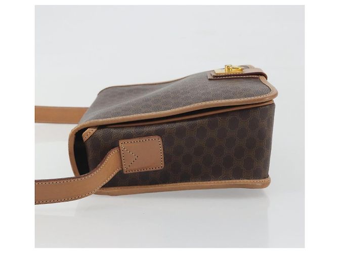 Céline Borsa a tracolla CELINE Macadam Canvas PVC Leather Brown Gold Auth 198300 Marrone D'oro - vista 4