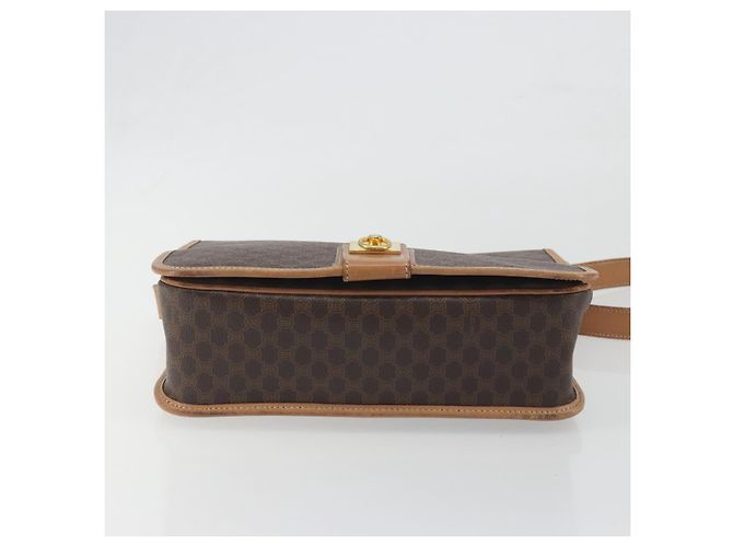Céline Borsa a tracolla CELINE Macadam Canvas PVC Leather Brown Gold Auth 198300 Marrone D'oro - vista 5