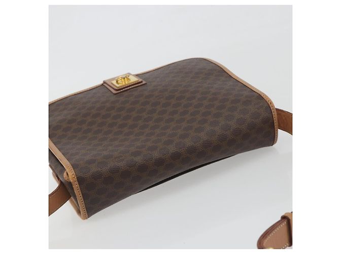 Céline Borsa a tracolla CELINE Macadam Canvas PVC Leather Brown Gold Auth 198300 Marrone D'oro - vista 6