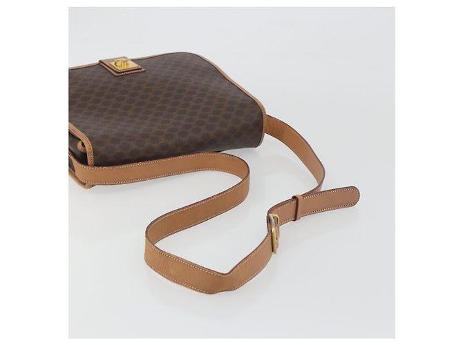 Céline Borsa a tracolla CELINE Macadam Canvas PVC Leather Brown Gold Auth 198300 Marrone D'oro - vista 7