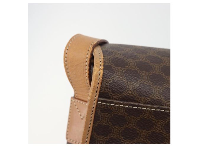 Céline Borsa a tracolla CELINE Macadam Canvas PVC Leather Brown Gold Auth 198300 Marrone D'oro - vista 8