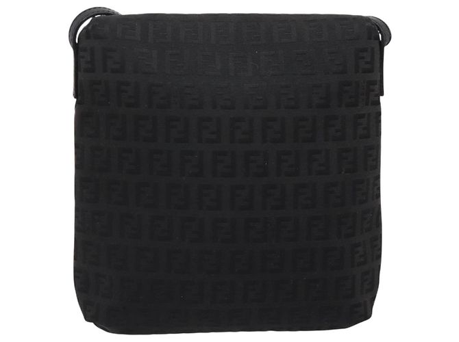 Borsa a tracolla FENDI Zucchino Canvas Mamma Baguette Nera 8BT075 Auth 196407A Nero Argento - vista 2