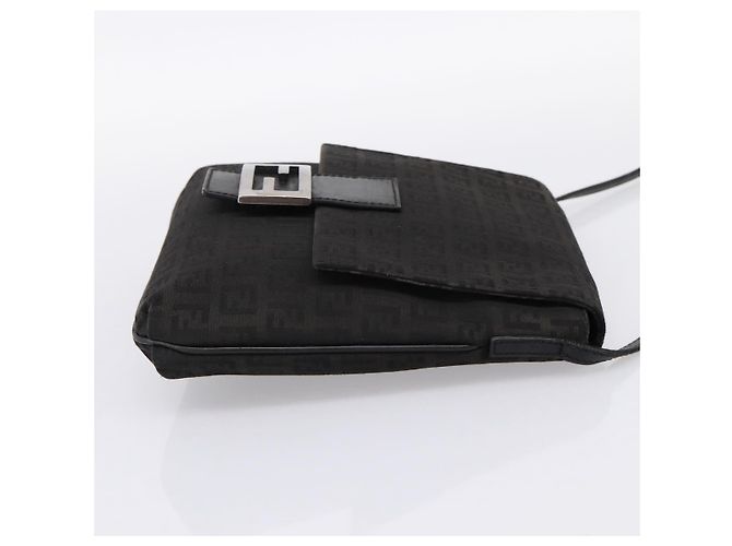 Borsa a tracolla FENDI Zucchino Canvas Mamma Baguette Nera 8BT075 Auth 196407A Nero Argento - vista 4