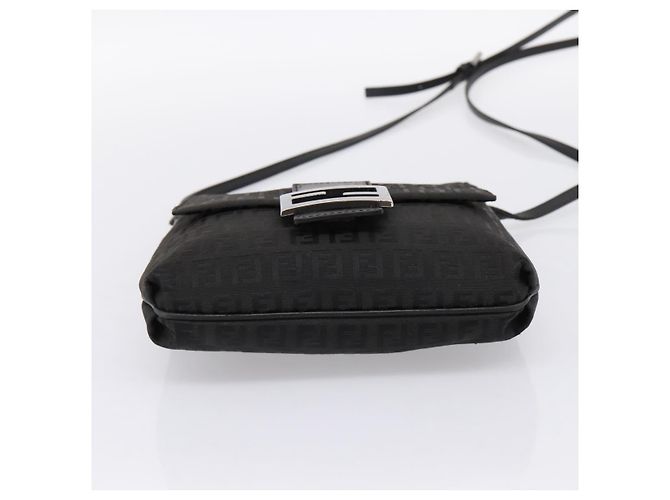 Borsa a tracolla FENDI Zucchino Canvas Mamma Baguette Nera 8BT075 Auth 196407A Nero Argento - vista 5