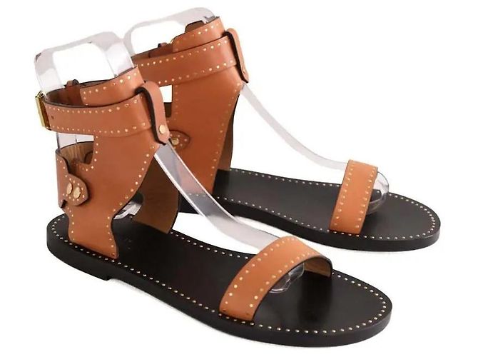 Sandali Isabel Marant in pelle camel Cammello - vista 3