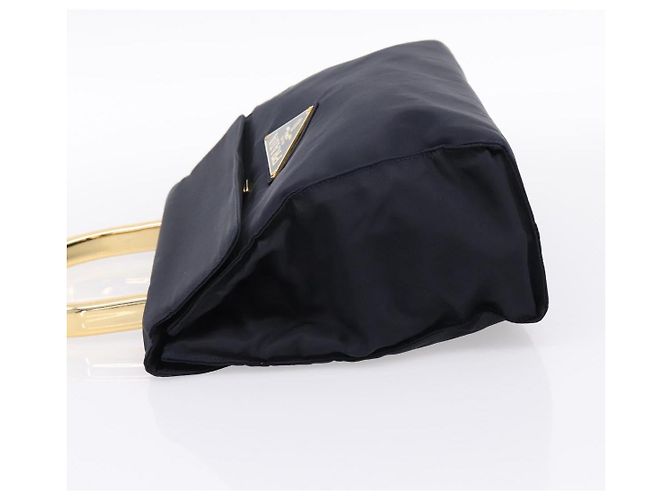 Borsa a mano PRADA Pocono Nylon Navy Gold Auth mr2836 D'oro Blu navy - vista 3
