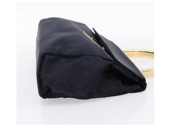 Borsa a mano PRADA Pocono Nylon Navy Gold Auth mr2836 D'oro Blu navy - vista 4