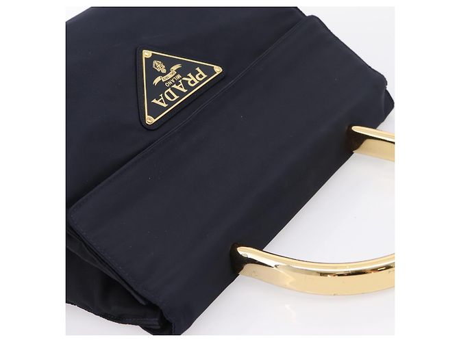 Borsa a mano PRADA Pocono Nylon Navy Gold Auth mr2836 D'oro Blu navy - vista 6