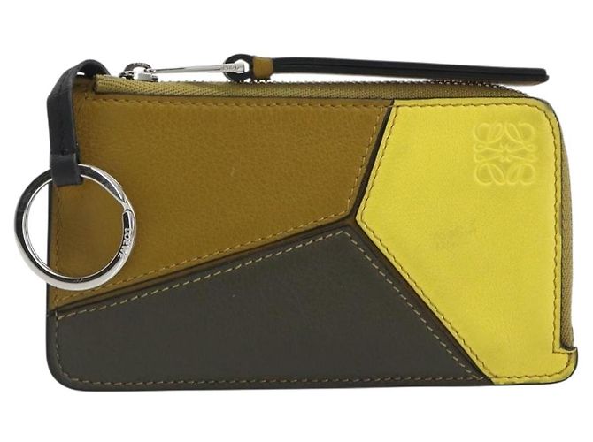 LOEWE Tarjetero Puzzle de piel marrón plata Auth 197014A Castaño - vista 13