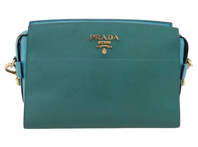 Saffiano Borsa a tracolla PRADA in pelle Safiano Verde Oro Auth am12262A D'oro - vista 13