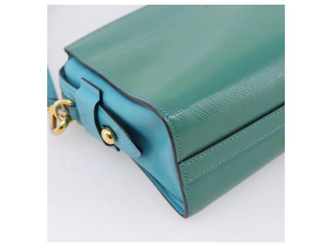 Saffiano Borsa a tracolla PRADA in pelle Safiano Verde Oro Auth am12262A D'oro - vista 16