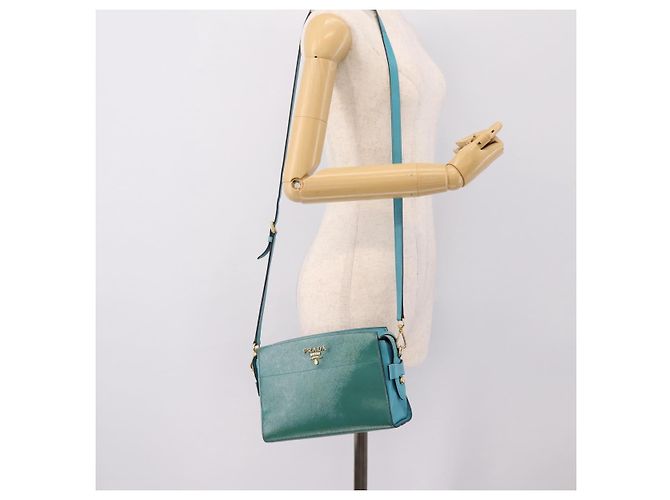 Saffiano Borsa a tracolla PRADA in pelle Safiano Verde Oro Auth am12262A D'oro - vista 22