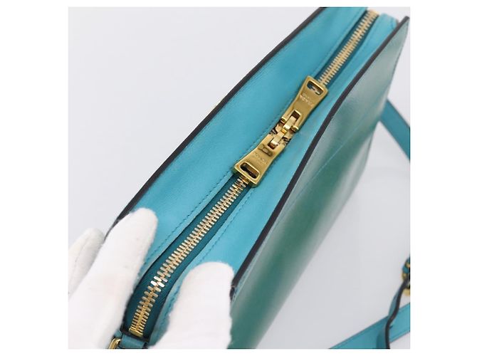 Saffiano Borsa a tracolla PRADA in pelle Safiano Verde Oro Auth am12262A D'oro - vista 6