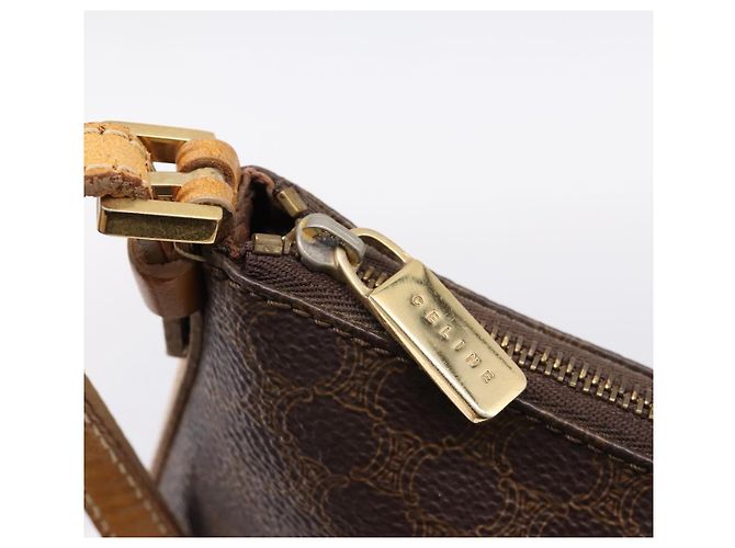 Céline Pouch CELINE Macadam Canvas PVC Leather Brown Gold Auth mr2827 Marrone D'oro - vista 10