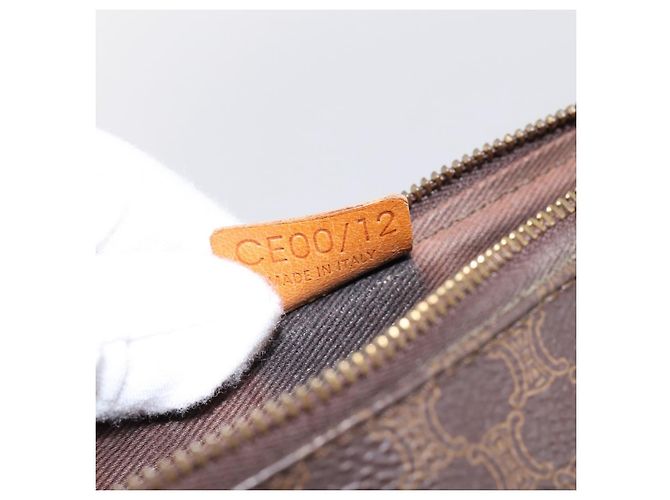 Céline Pouch CELINE Macadam Canvas PVC Leather Brown Gold Auth mr2827 Marrone D'oro - vista 12