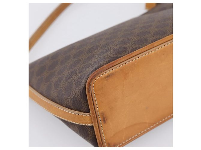 Céline Pouch CELINE Macadam Canvas PVC Leather Brown Gold Auth mr2827 Marrone D'oro - vista 14